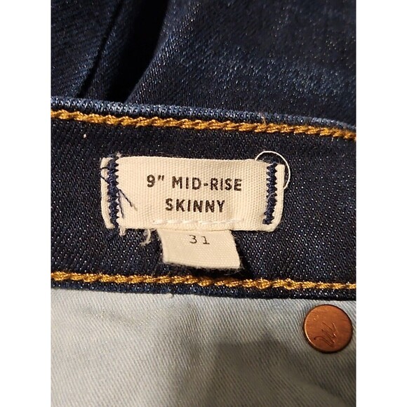 New $135 31 34X29 MADEWELL  Mid-Rise Skinny Jeans Dark Blue Super Stretch Denim - Picture 5 of 8